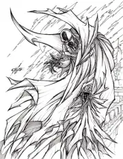 Spawn. Original, B/W, comic art, illustration, pin-up, drawing by Calvin Henio.