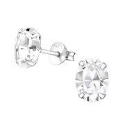 Silver Oval Stud Earrings
