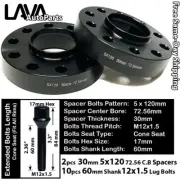 2PC 30MM THICK 5X120 72.56MM C.B WHEEL SPACER + 60MM 12X1.5 BOLT FIT BMW MODEL (for: BMW)
