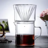 在飛比找ETMall東森購物網優惠-耐熱玻璃咖啡壺雙層玻璃咖啡濾杯滴漏式咖啡漏斗條紋