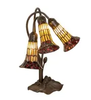 Meyda Tiffany 251684 Pond Lily 3 Light 16" Tall Gooseneck Table - MultiColor