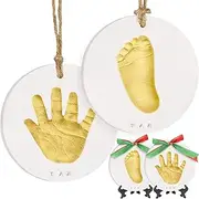 Baby Hand and Footprint Kit - Personalized Baby Footprint Kit for Newborn, Dog Paw Print Kit, Baby Handprint Ornament Kit, Baby Shower Gifts for Boys, Girls, Baby Keepsake (Gold Paint)