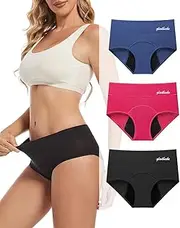 Gladbecke Heavy Flow High Absorbency Period Underwear for Women, Leakproof Panties Postpartum Menstrual Hipster Briefs