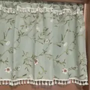 Floral Short Curtain Print Tassel Half Curtain Coffee Door Cabinet Window Drape