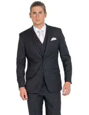 [Ferrari Formalwear] Pure Wool Long Suit Jacket in Charcoal