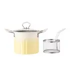 Deep Frying Pot with Frying Basket Glass Lid Practical Nonstick Milk Warmer Pot