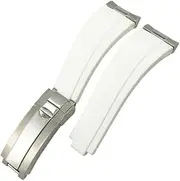 [MGTCAR] Curved End Metal Link Rubber Watchband 20mm For Rolex Daytona GMT Slide Lock Buckle Submariner Silicone Sport Watch Strap