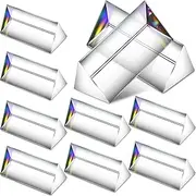 Kanayu 12 Pack Clear Triangular Prism Optical Glass Triangular Prism Triple Prism for Photography Effects Physics Teaching Light Spectrum Optics Prism (2.5 Inch)
