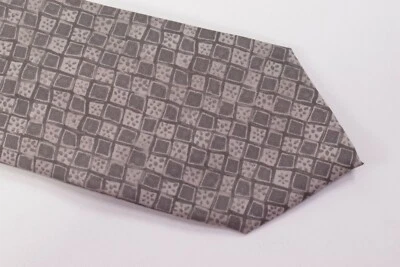 Luciano Barbera Neck Tie NWT Grey with Abstract/Geometric Squares 100% Silk