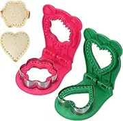 uxcell 2 Pack Crustless Sandwich Cutter, Flower/Heart Shape Uncrustable Sandwich Maker Sealer Press Bread Cookie Cutter and Sealer for DIY Breakfast Lunch Afternoon Tea (Rose Red/Green)