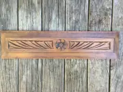 VINTAGE HAND CARVED WOODEN PANEL 480MM X 112MM X 8MM COULD BE RED CEDAR?