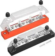DAIERTEK Power Distribution Block 4 x M6 Terminal Studs, 6 x M4 Terminal Screws Battery Bus Bar for Car Marine Boat (Pair - Positive & Negative)