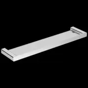 Bathroom Soft Rounded Square Single Shower Glass Shelf Brass Chrome Wall Mounted