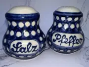 German Salt & Pepper Shakers Blue & White 2.5 Inches New