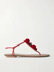 [Aquazzura] Aquazzura - Chilli Embellished Raffia Sandals - Red - IT37 IT 37 Red