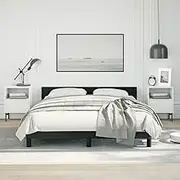 Black Double Faux Leather Bed Frame Without Mattress, Durable & Modern Design, Faux Leather with Headboard - Sturdy Platform with Plywood Slats, 197x143x50 cm Size for AU Double Mattress
