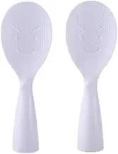 2 Pcs Rice Paddle, Non-Stick Rice Spoon Cooking Serving Spoons Standing Rice Spatula Rice Cooker Shovel Rice Scoop Food Serving Spoons for Home (White, One Size)