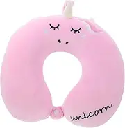 WESIEVYA Comfortable Travel Neck Pillow Unicorn Shaped Design Slow Return Memory for Airplane Car Office Napping for Cervical Spine Protection