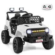 Costway Ride on Car Jeep 12V Remote Car Toy w/USB Wireless Electric Vehicle Dual Motor White