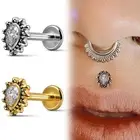 1PCS 316L Surgical Stainless Steel Labret Lip Rings Nose Studs Cartilage Zircon