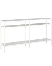 Abraham + Ivy Sivil 55In Matte White Console Table With Metal Shelves