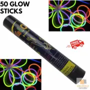 50 Pack Glow Sticks Coloured Glows in the Dark Fun Friends Home Family Children