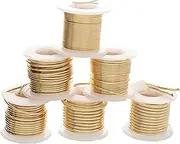 The Beadsmith Craft Wire Assortment - Tarnish-Resistant Copper Wire for Jewelry Making, 6-Pack, 0.75-Inch Mini Spools, Varying Lengths, 16-24 Gauge, Gold Color, Medium Temper