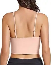 [OVESPORT] Women's Wirefree Padded Sports Brabras Longline Tank Tops for Women Adjustable Straps Yoga Camisole for Gym Fitness