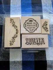Stampin Up FOREVER WITH YOU Home is Where You Are Set of 4 Wood Mount Stamps