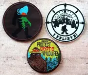 Cryptozoology Please Protect Cryptic Wildlife Bigfoot Embroidered Patch SET