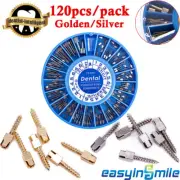 120Pcs Dental Root Canal Pins Screw Post Titanium Kit Stainless/24k Gold Plated