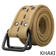 Men Lady Canvas Belts Webbing Metal Buckle Woven Military Long Waistband Combat