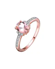 Genevive 14K Rose Gold Vermeil CZ & Morganite Ring