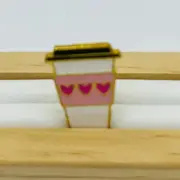 "Love in a Cup" Enamel Pin - To-Go Coffee Cup with Hearts Design ☕