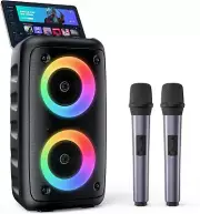 Portable Bluetooth Speaker with 2 Wireless Karaoke Microphones for Adults Kids w