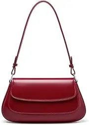 [Roymi] Simple Women's Bag Messenger Bag Genuine Leather High-end Fashion Versatile One-shoulder Underarm Saddle Bag, Red, One Size