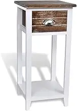 vidaXL Nightstand with 1 Drawer Brown and White Storage Bedside Table Cabinet