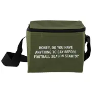 Say What - Cooler Bag: 'Football Season', Polyester, Green, Small, 6 Can Capa...