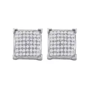 14k White Gold Round Diamond Square Earrings 1/3 Cttw
