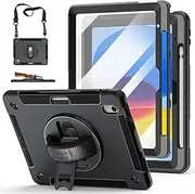 Miesherk Stock Case for iPad (A16) 11th 11'' 2025/10th Generation 10.9'' 2022, Case with Screen Protector,Rotate Stand,Handle,Shoulder Strap,Pen Holder(Black)