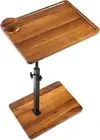 Solid Wood Acacia Wood Couch Table,360° Swivel Height Adjustable C Table with Ph