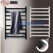 8 Bar Electric Heated Towel Rail Rack Warmer Holder SUS Square Chrome Black SAA