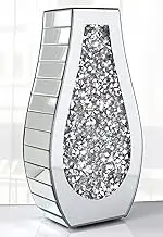 ALLARTONLY Flower Vase Crushed Diamond Mirrored Vase Crystal Silver Glass Decorative Mirror Vase Large Size Luxury for Home Decor. Arc-Shaped Thickened. Can’t Hold Water.