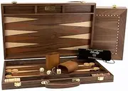 Dal Rossi 18-Inch Walnut Backgammon Set with Handle