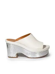 Ecru Leather Oli Platform Mule Sandals