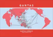 Qantas Airways Route Map 1995 A3 Art Print – World Routes – 42 x 29 cm Poster