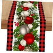 Linen Buffalo Check Christmas Table Table Runner,13" x 72" Red and Black