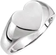 [JewelryWeb] 925 Sterling Silver Polished Signet Love Heart Ring Size 6.5 Statement-Ring for Women