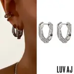 LUV AJ 好萊塢潮牌 鑲鑽銀色古巴鎖扣耳環 PAVE CUBAN LINK HOOPS