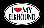 5.75" I LOVE MY ELKHOUND vinyl decal sticker... dog